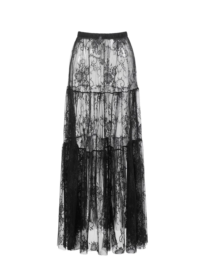 بيلا بارنيت تنورة ياليكا الطويلة من الدانتيل